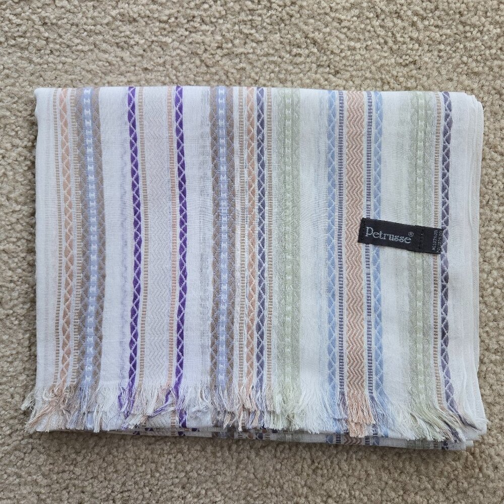 NWOT Petrusse Embroidered Lightweight Summer Scarf Cotton Paris - Picture 1 of 13